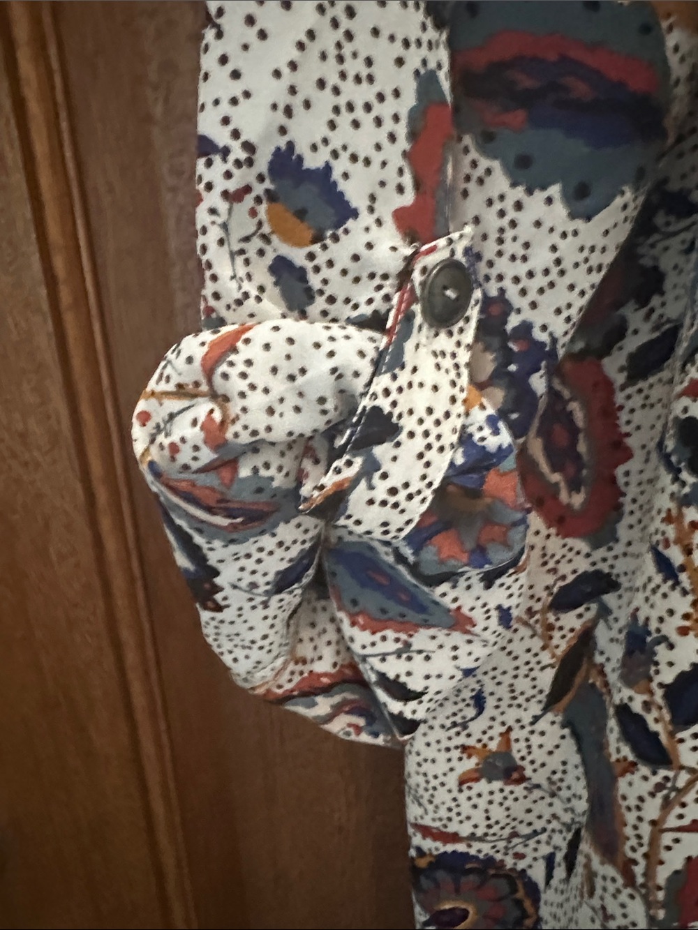 Maurice’s XXL Women's White Floral Blouse with Navy & Mustard Accents - Picture 3 of 6